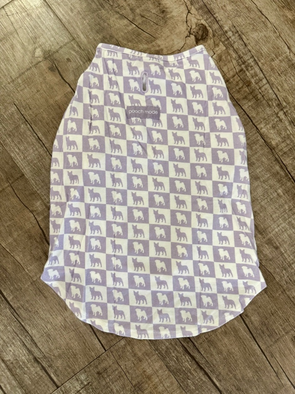 Pooch Mode Dog Outfit XL Bamboo Stretch Lavender Check Frenchie Pug Print NWT